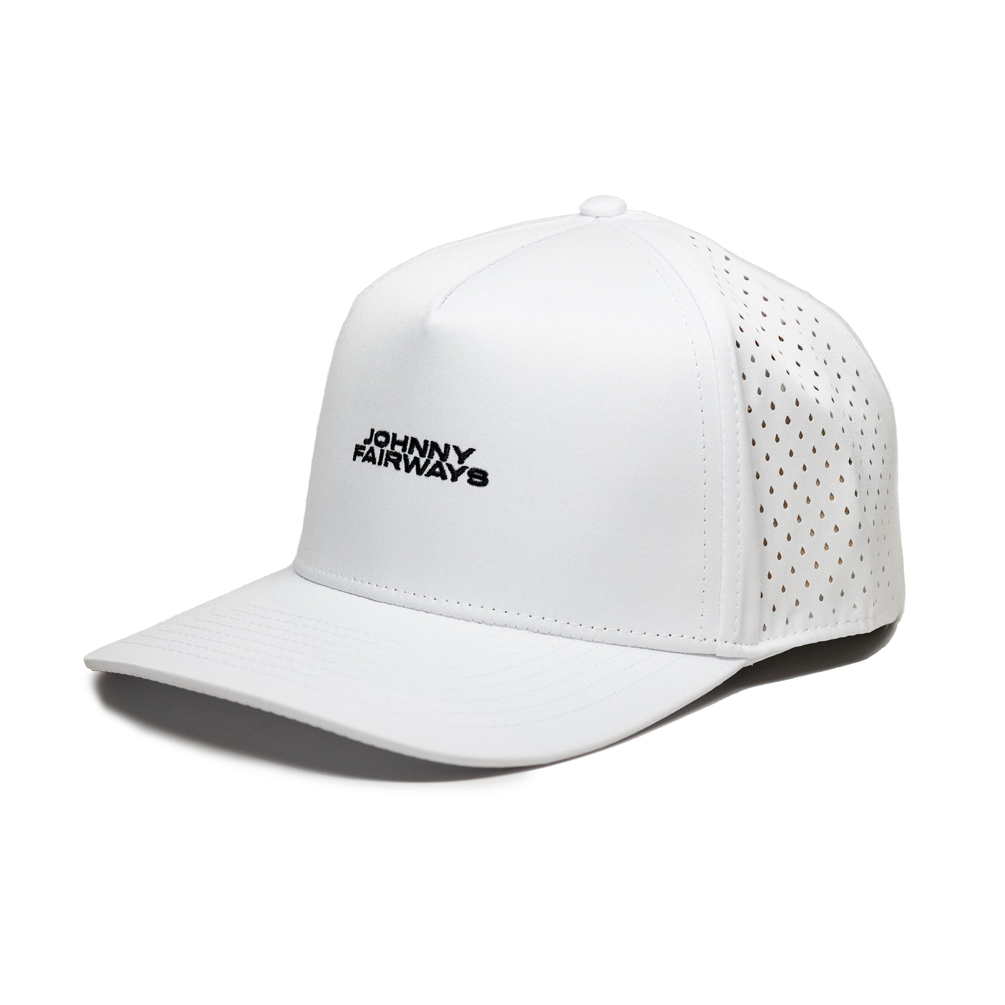 Quickdry Perforated Hat : Text Logo – White