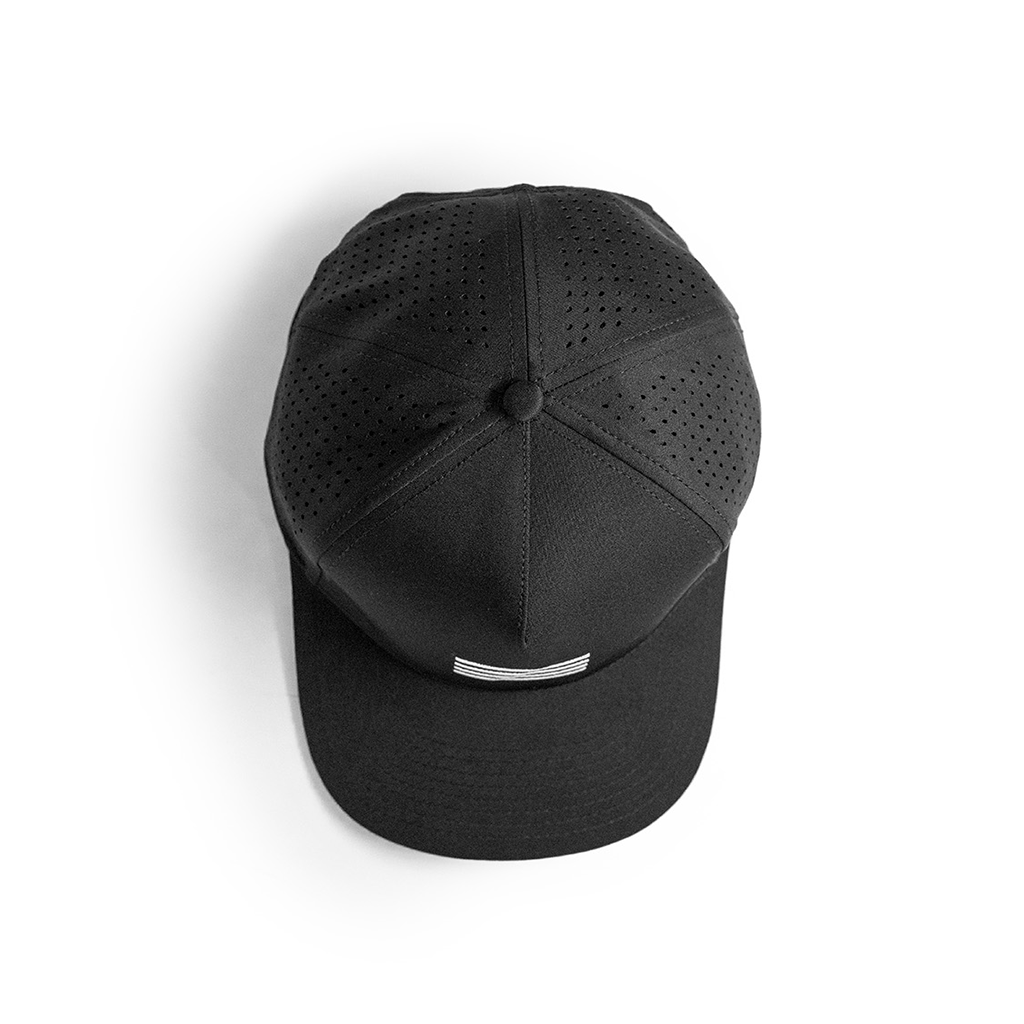Quickdry Perforated Hat: Flag — Black
