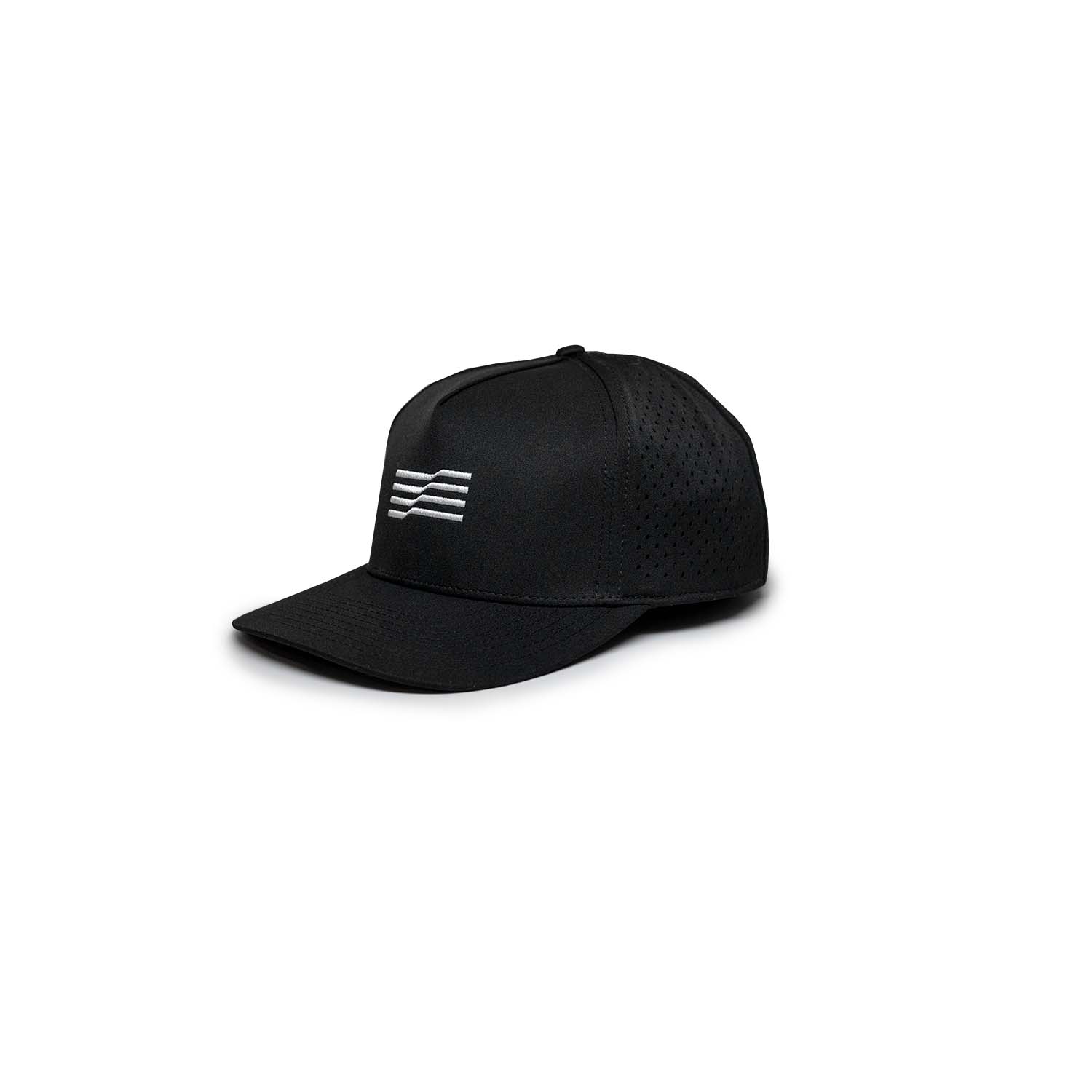 Quickdry Perforated Hat: Flag — Black